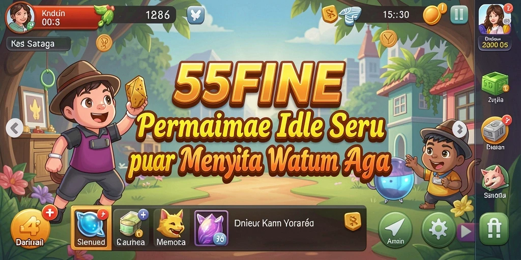 Tampilan gameplay yang menampilkan pengumpulan item di 55FIVE.