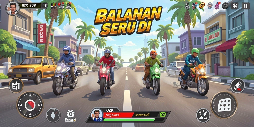 Tangkapan layar <strong>8ZK</strong> menampilkan momen balapan yang mendebarkan.