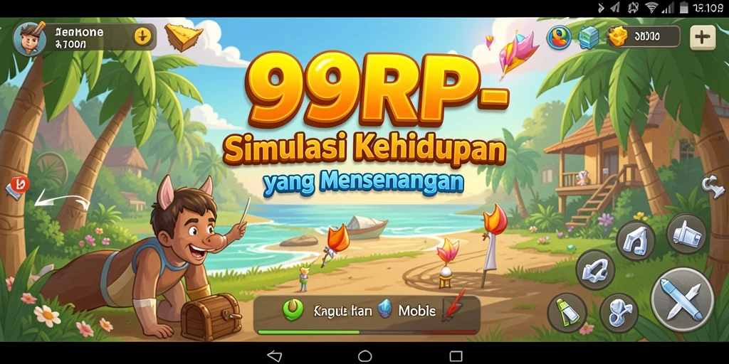 Screenshot menunjukkan gameplay menarik dan interaksi karakter di 99RP.