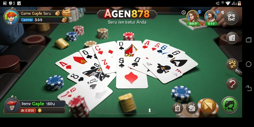 Screenshot utama AGEN878 menunjukkan keseruan permainan Gaple.