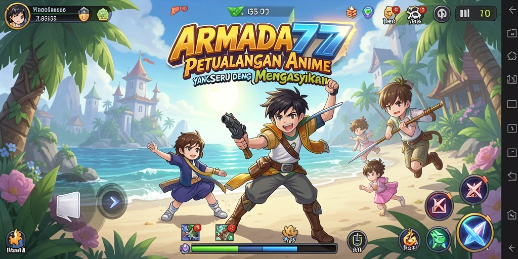 Tampilan gameplay yang menakjubkan dari ARMADA777 dengan karakter Anime.