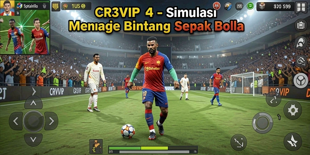 Screenshot gameplay CR7VIP dengan pengalaman simulasi sepak bola yang nyata.