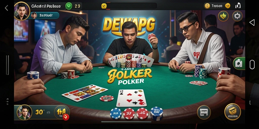 Screenshot gameplay DEWAPG yang menunjukkan suasana permainan poker yang seru.