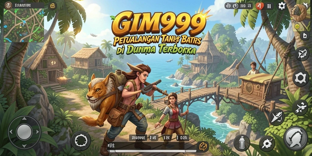 Screenshot gameplay GIM999 menunjukkan petualangan luas dan interaksi dinamis.