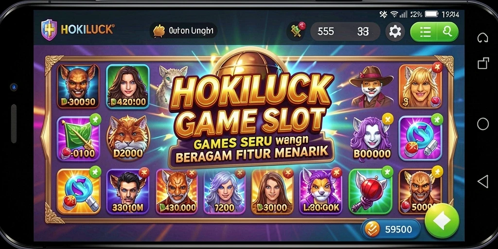 Screenshot HOKILUCK menunjukkan gameplay Slot yang seru dan menegangkan.