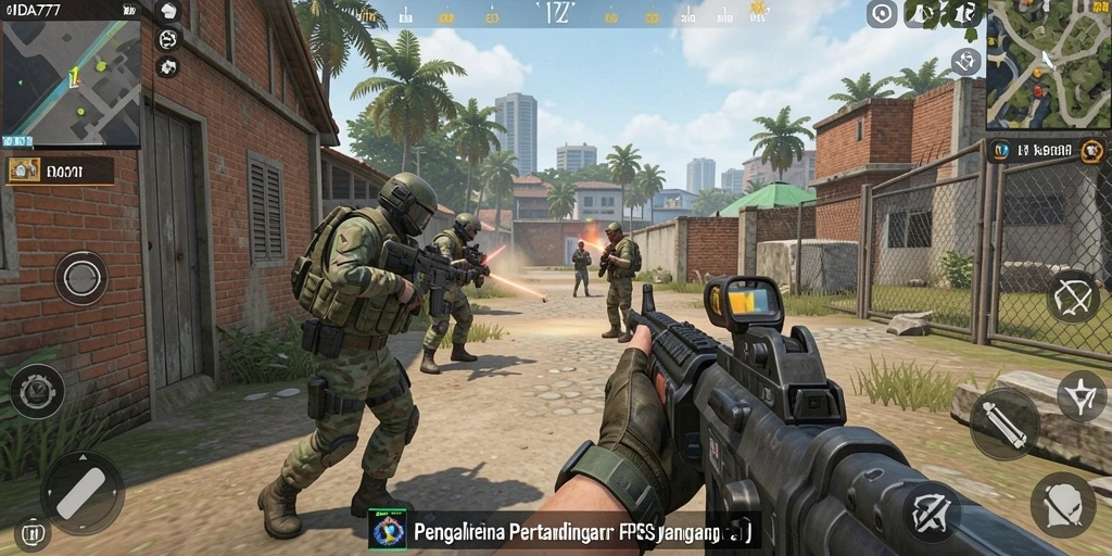 Screenshot menampilkan aksi seru dalam game FPS IDA777.