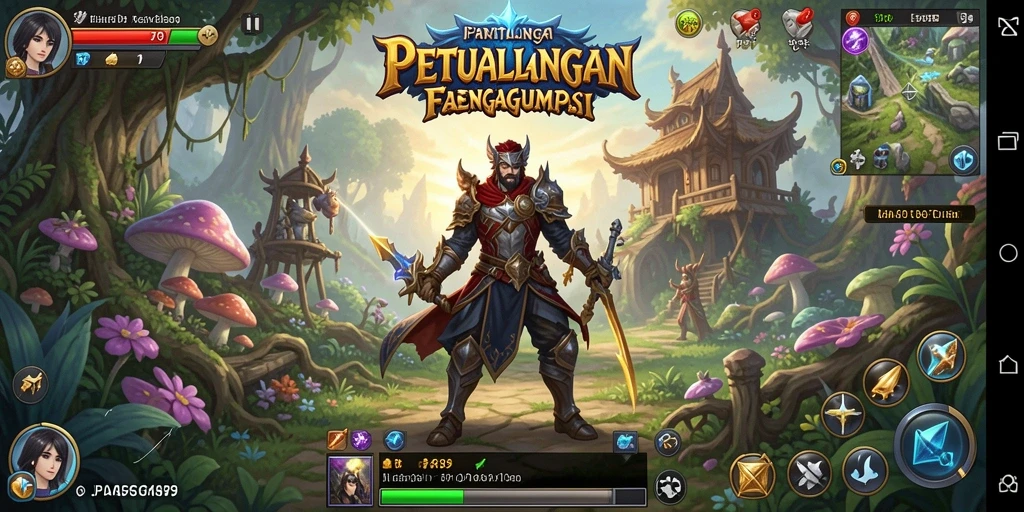 Tangkapan layar gameplay <strong>JP6789</strong> menunjukkan pertempuran spektakuler dan penjelajahan dunia fantastis.