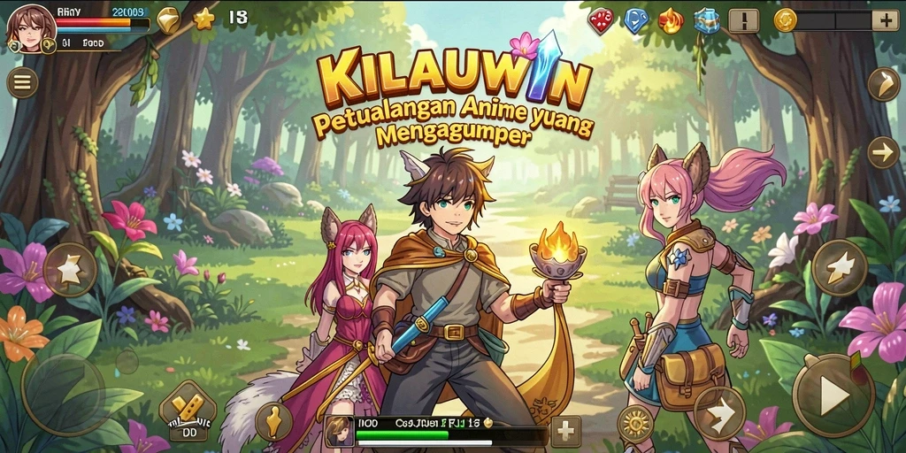 Tangkapan layar permainan KILAUWIN menampilkan grafis Anime yang menawan.