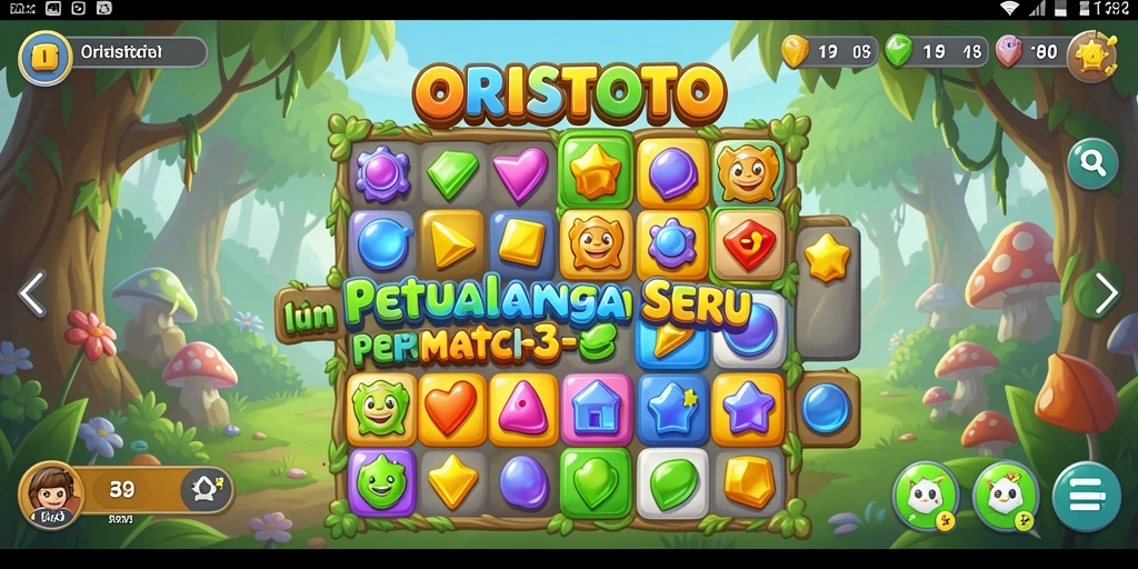 Screenshot gameplay ORISTOTO menampilkan aksi seru dalam permainan Match-3.