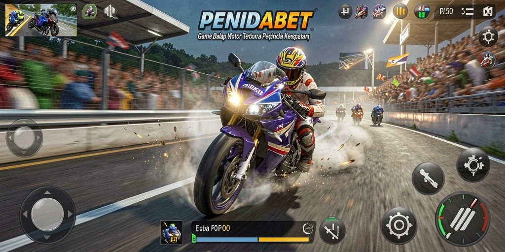 Tampilan balapan mendebarkan di PENIDABET dengan motor yang cepat.