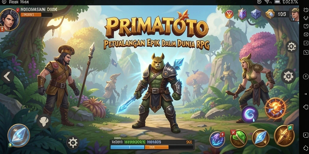 Screenshot gameplay PRIMATOTO menampilkan pertarungan epik di dunia fantastis.