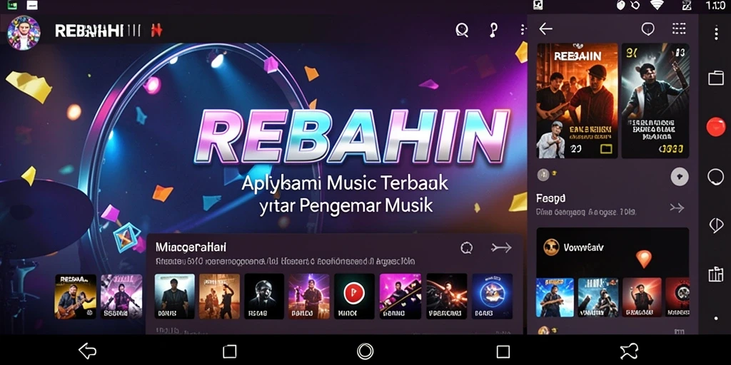 Tampilan gameplay REBAHIN yang interaktif dengan fitur musik.