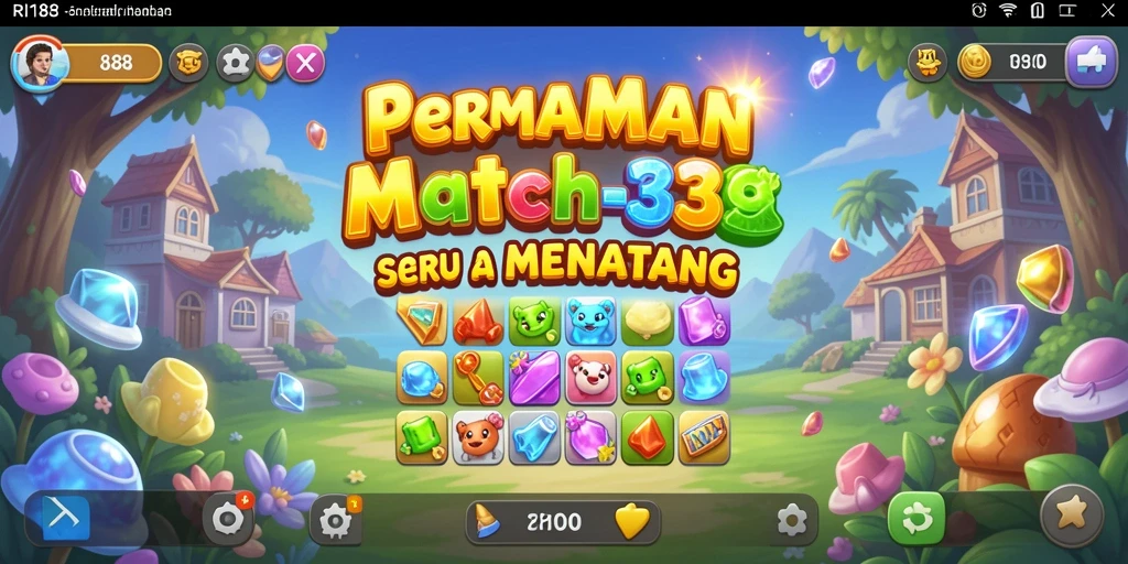 Tangkapan layar RI188 menampilkan gameplay seru dan berwarna-warni dari permainan Match-3.